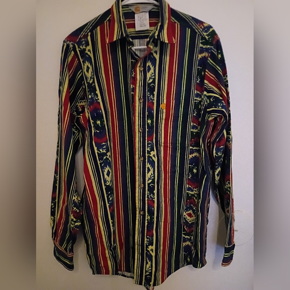 VTG Carhart Men's‎ Aztec Print Flannel Sz M